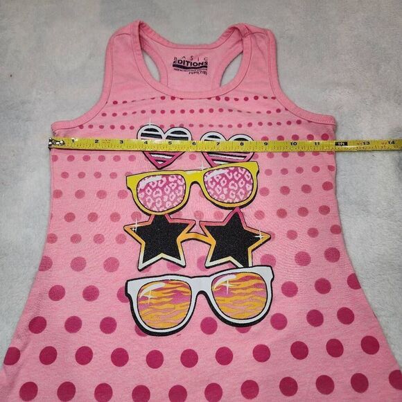 BASIC EDITIONS GIRLS poka dots & sunglasses  TANK TOP SIZE M/M (7/8) - Picture 3 of 9